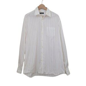 Dolce & Gabbana Mens White Striped Long-Sleeve Button-Up Shirt Sz 17/43 ITALY